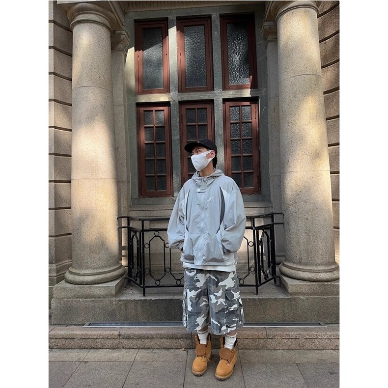 网图现货灰色拼接美式连帽宽松百搭防晒衣男3389/P45,男装防晒衣,星座205-3