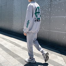 1秋季港风大码M-5XL宽松流行情侣青春套头卫衣套装7266P70控98，男装休闲套装，星座226-2