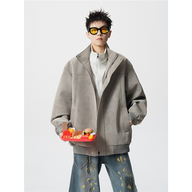 无影墙内里扎染卫衣假两件M-5XL大码皮衣男夹克JK78108P85控138，男装皮衣，星座226-1