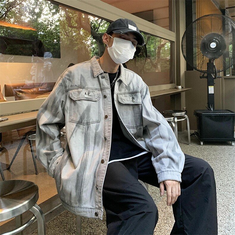 高街帅气牛仔外套男扎染韩版潮流2023春秋季新款ins夹克W3298-P65,男装大码男装,星座412-2