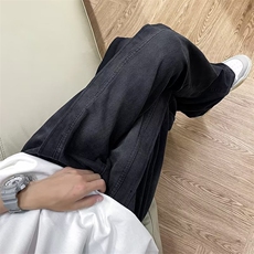 美式复古牛仔裤男女设计感宽松直筒痞帅阔脚长裤子潮牌N3025-p55，男装牛仔裤，星座1008