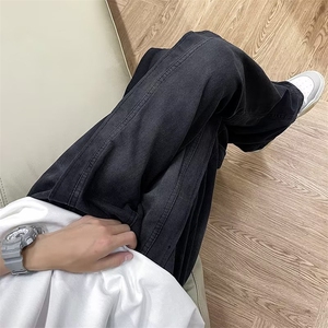 美式复古牛仔裤男女设计感宽松直筒痞帅阔脚长裤子潮牌N3025-p55图片
