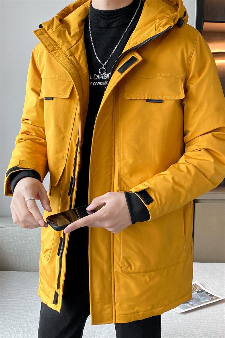 有版权长款修身连帽时尚户外工装纯色团体团建情侣学生羽绒服,男装羽绒服,星座301D-5(原星座1415）