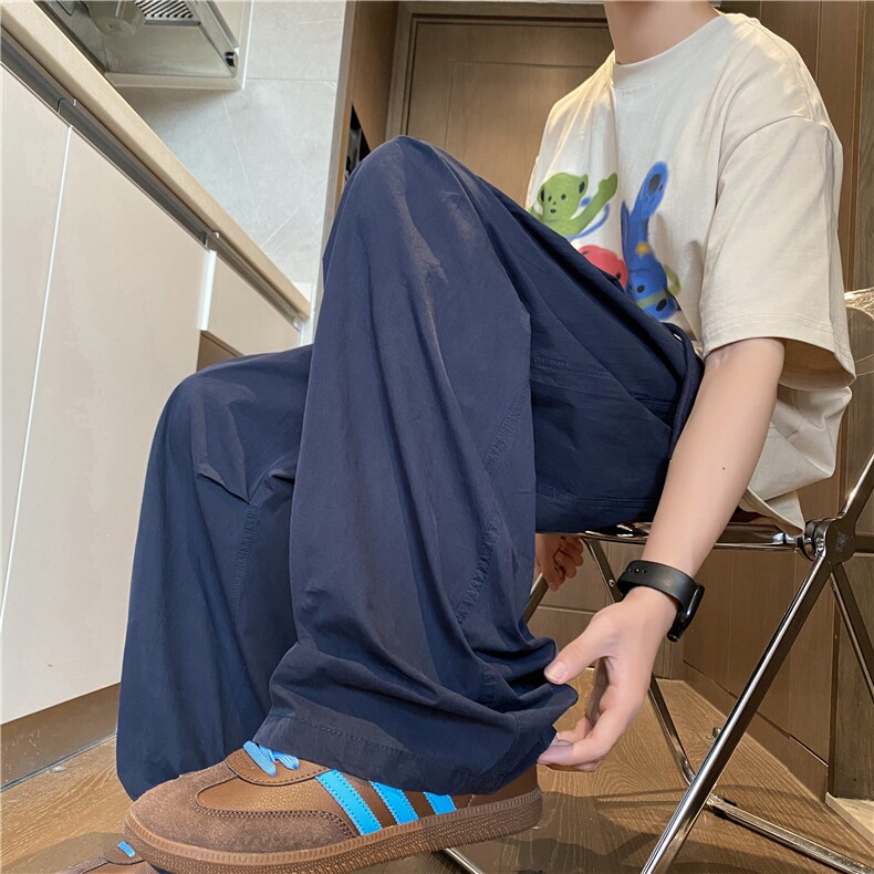 夏季新款休闲百搭纯色设计宽松阔腿弯刀裤B315-K25584-特p35控68,男装休闲裤,电商B315