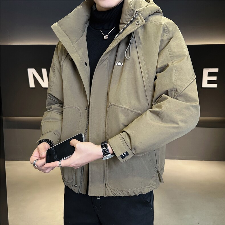 55805-L-3XL-P215标50绒店主风男士连帽休闲冬季纯色羽绒服外套,男装羽绒服,电商B255