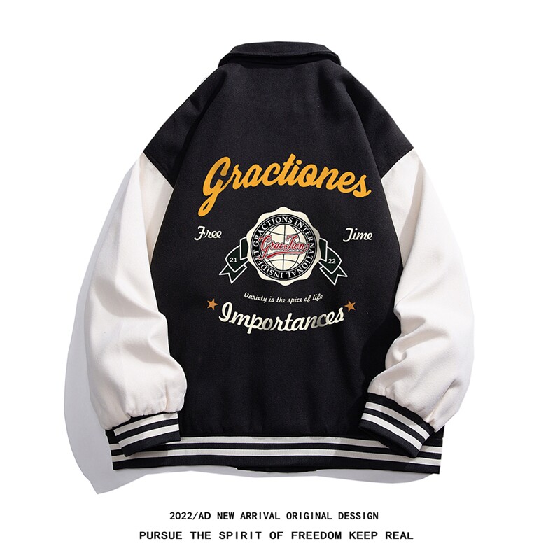 白底 22秋季西海岸hiphop设计感翻领棒球服夹克外套G608P85控108图片