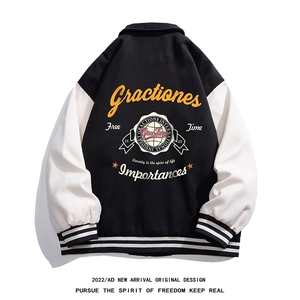 白底 22秋季西海岸hiphop设计感翻领棒球服夹克外套G608P85控108图片