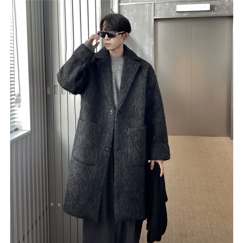 1港风长毛马海毛财阀羊毛呢子长款西装毛呢外套男FY77909P198控，男装西服套装，星座226-2