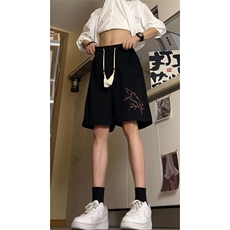 新中式高街ins小众梅花hiphop五分休闲短裤运动裤《图案以注册》，男装休闲裤，电商A063