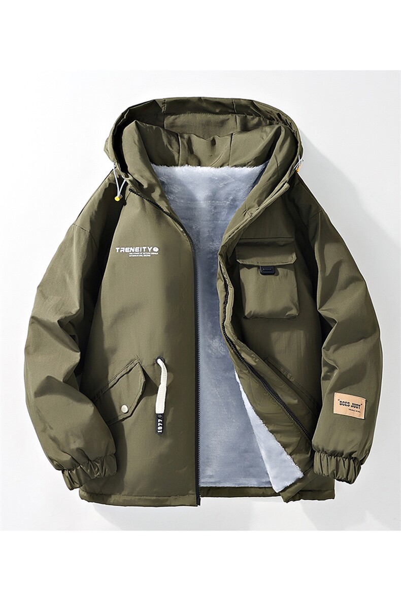 冬季外套男加绒加厚潮牌夹克男连帽宽松保暖派克服A436-D201-P80,男装夹克,电商A436