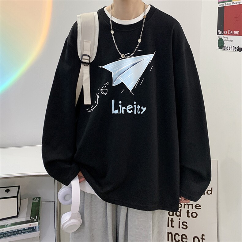 抖音供货、秋季现货舒适棉宽松重磅长袖T恤D223A-CT2310-特P28,男装T恤,电商019-1