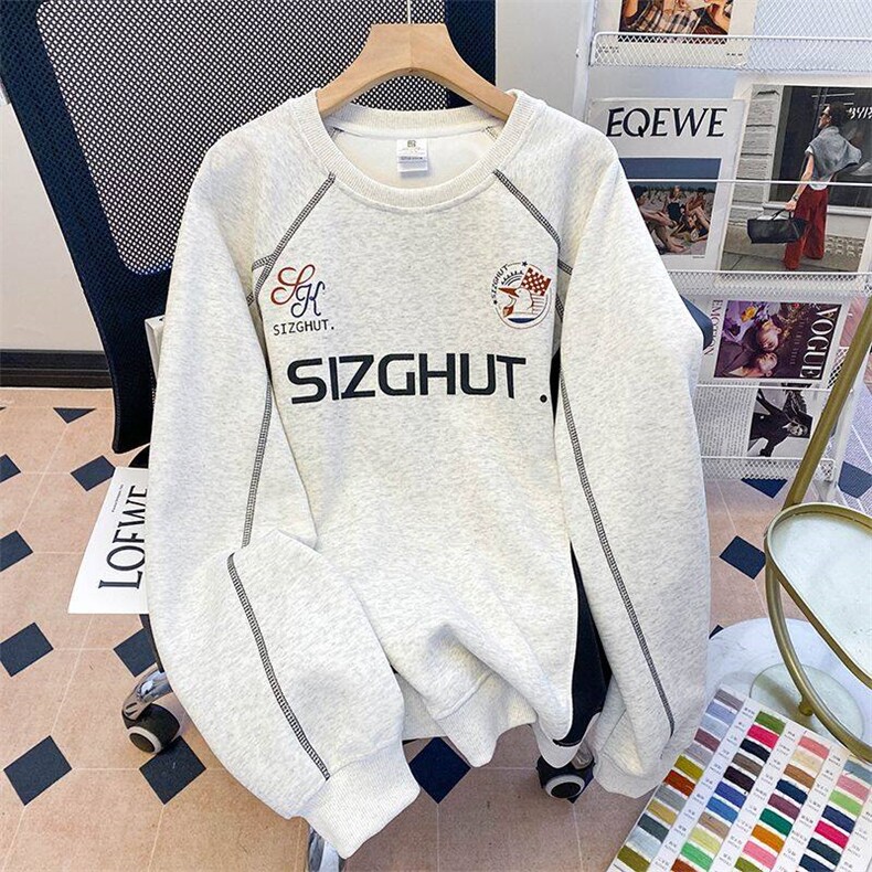 EE182-P65华棉卫衣女薄款2025早春新款圆领长袖t恤上衣，男装T恤，星座911-3