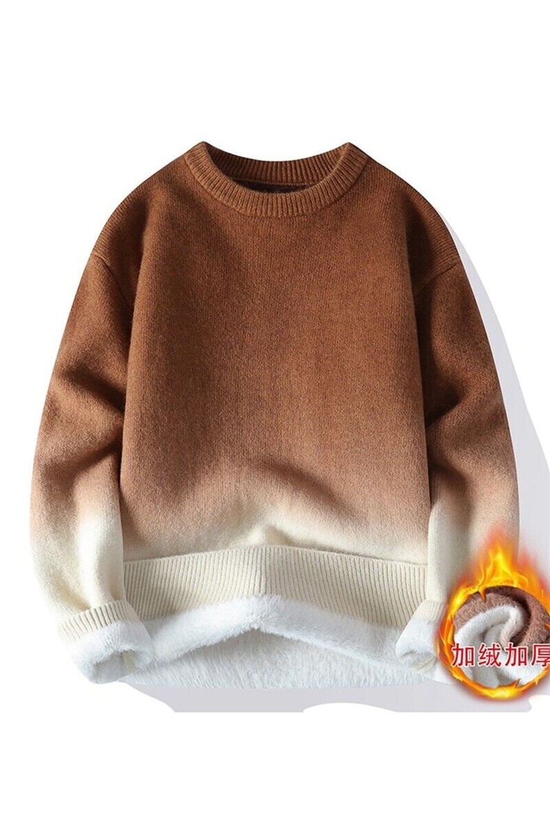 84784JR-特P70秋冬新款加绒加厚毛衣男针织渐变色打底衫,男装针织衫/毛衣,电商D310B