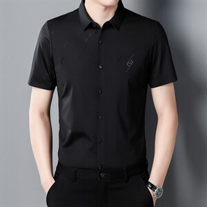 夏季轻商务冰丝衬衫男士短袖免烫职业白色高级感寸衫休闲无痕衬衣，男装衬衫，电商B212（原钱塘6029）