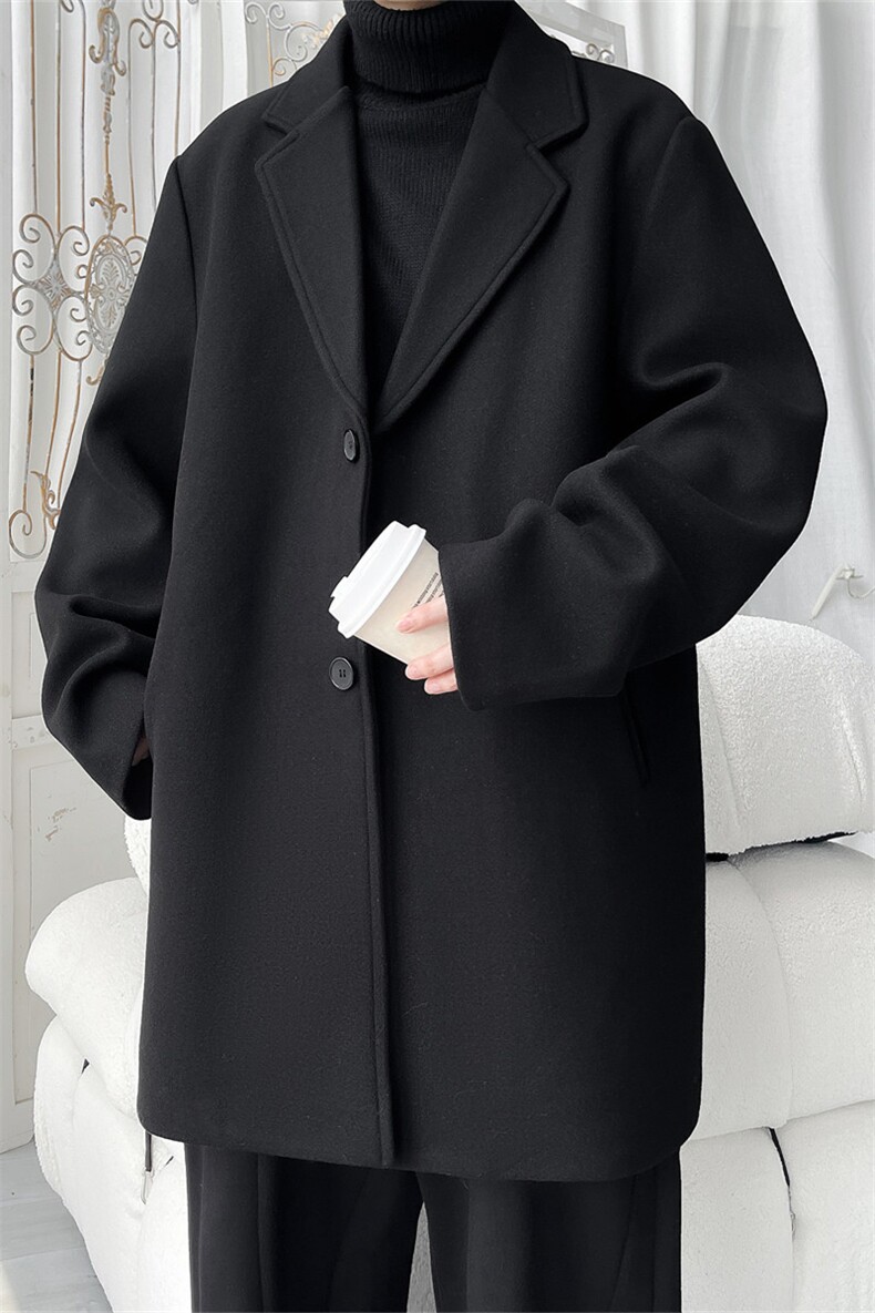 N9109/P90秋冬新款呢料毛呢西服男宽松外套上衣潮流宽松呢大衣,男装西服,电商A141