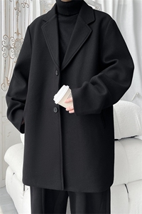 N9109/P90秋冬新款呢料毛呢西服男宽松外套上衣潮流宽松呢大衣图片
