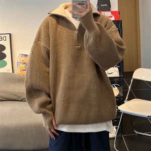 抖音直播！半高领拉链套头针织毛衣男外套男 XH13-p55图片