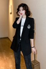 胖mm小西装外套女装韩版大码炸街学院风显瘦气质黑色西服200春秋，女装西装，霓裳依族