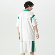 现货主推大码港风情侣翻领POLO短袖五分裤休闲套装男S14P60，男装休闲套装，电商B226