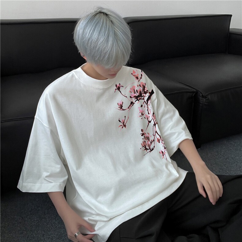 抖音品质直播得物风新中式印花短袖T恤dcm296-特批20控38,男装T恤,星座605(原A050)