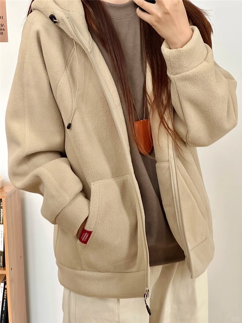 摇粒绒连帽拉链卫衣外套1302-GS02-P55成分100聚酯纤维,女装短外套,星座1302