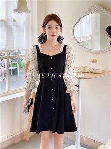 秋季新款拼接印花连衣裙,女装连衣裙,得到THETHAT