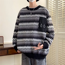 冬季日系毛衣男加厚大码针织衫口袋韩版潮流宽松休闲A6006-P50，男装针织衫/毛衣，星座1109-3