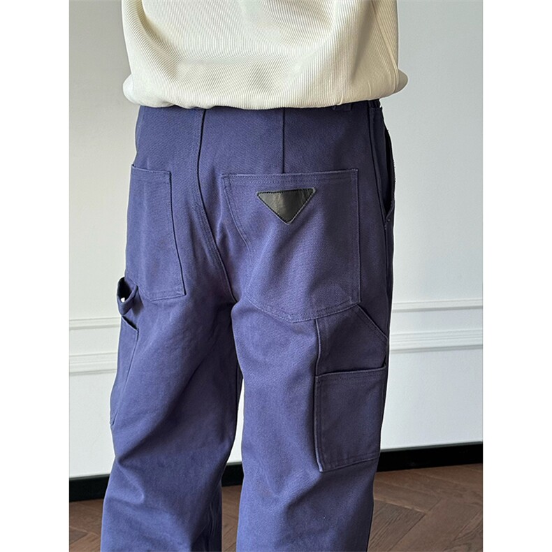 XZ1005-1-TTH0169-P60法工蓝p家倒三角贴皮绣工装裤复古休闲裤，男装皮裤，星座1005-1