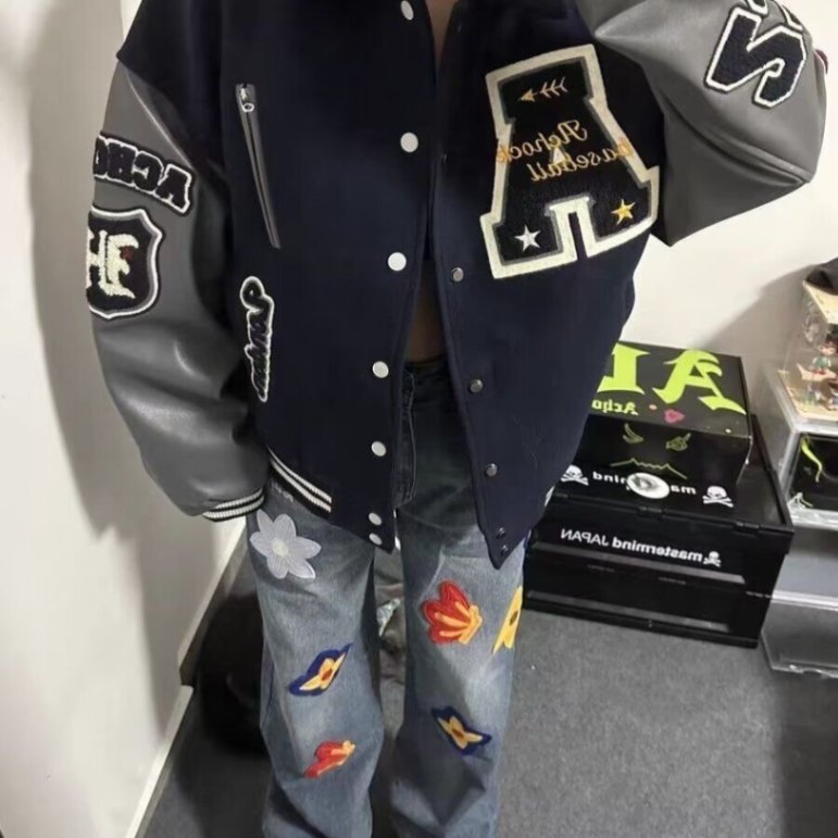 美式高街cleanfit立领重磅刺绣PU皮棒球服外套男夹克上衣JK608,男装夹克,星座1116A（原606A-3）