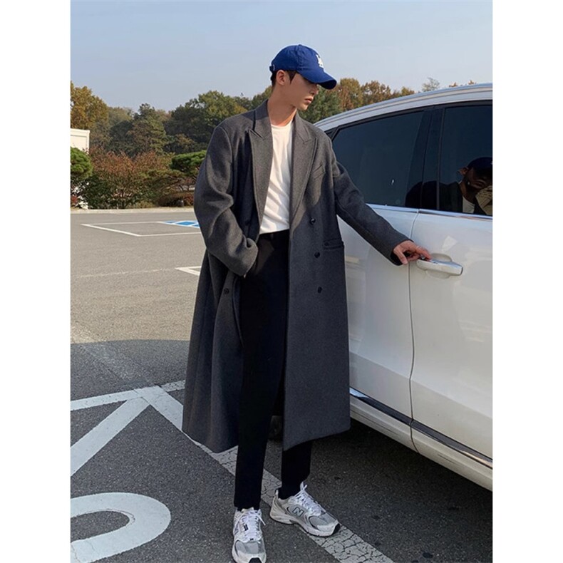 现货超长款秋冬韩版毛呢大衣宽松高级感潮流外套DY0020P118,男装毛呢大衣,星座1004（原星座815-3）