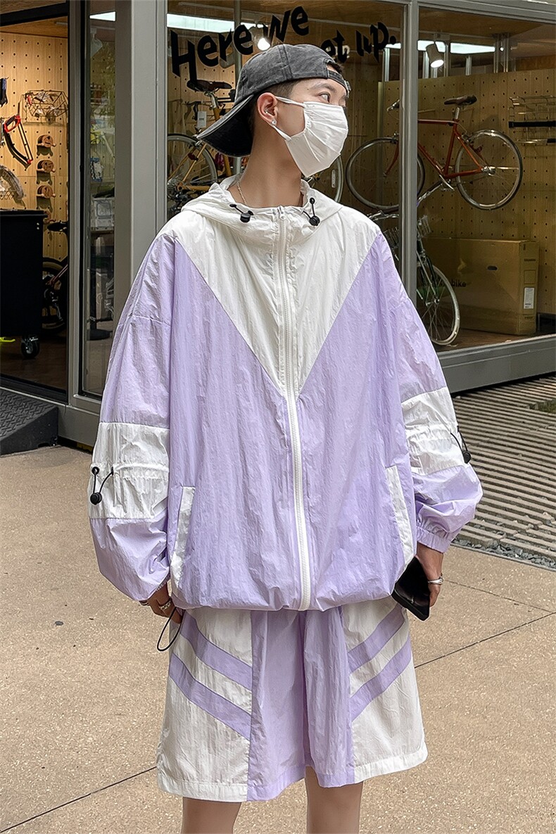夏季防晒服套装运动风拼色时尚防晒衣夹克衫男XZ514-2-1609-P98,男装防晒衣,星座514-2(原B239)