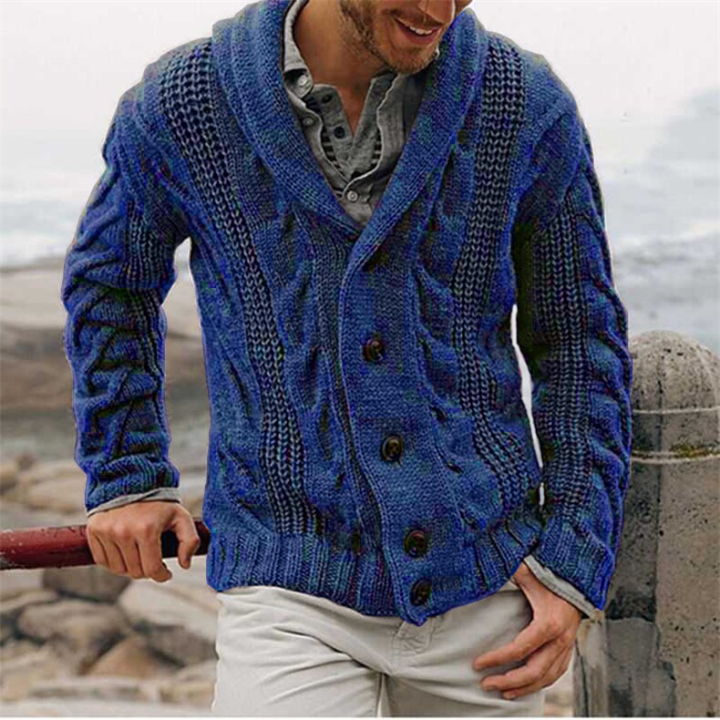 2022外贸秋冬新款男士毛衣休闲流行单排扣翻领针织衫开衫,男装针织衫/毛衣,星座306A