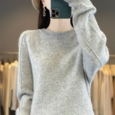 秋冬季羊毛休闲气质通勤袖子竖条简约百搭羊毛衫，女装羊毛衫，鸿陌羊绒