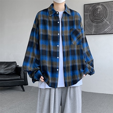 【现货主推】CS7130-P38特控68纯棉大款宽松微磨毛格子衬衫外套，男装衬衫，电商D232