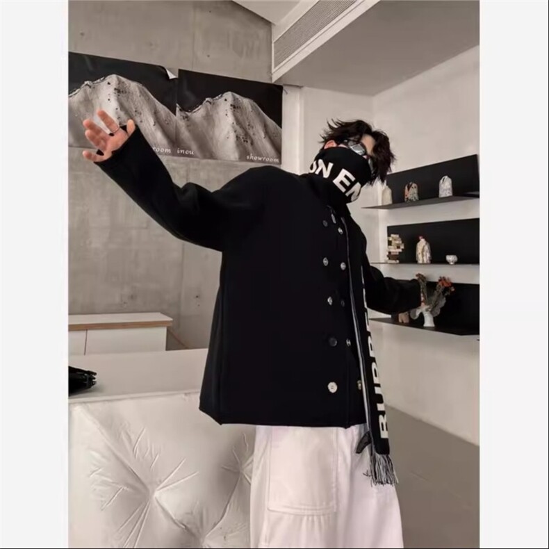 濮院毛衣小众设计感宽松针织开衫纽扣装饰纯色圆领外套LF983p70,男装针织衫/毛衣,电商D256-2(原A064-2)
