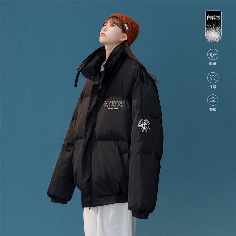 白鸭绒中性冬季新品字母印花百搭立领羽绒服YR219P195控258，男装羽绒服，A247A