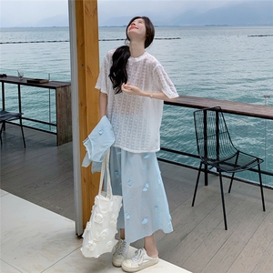 蕾丝短袖立体蝴蝶马甲半身裙三件套2591P195K288图片