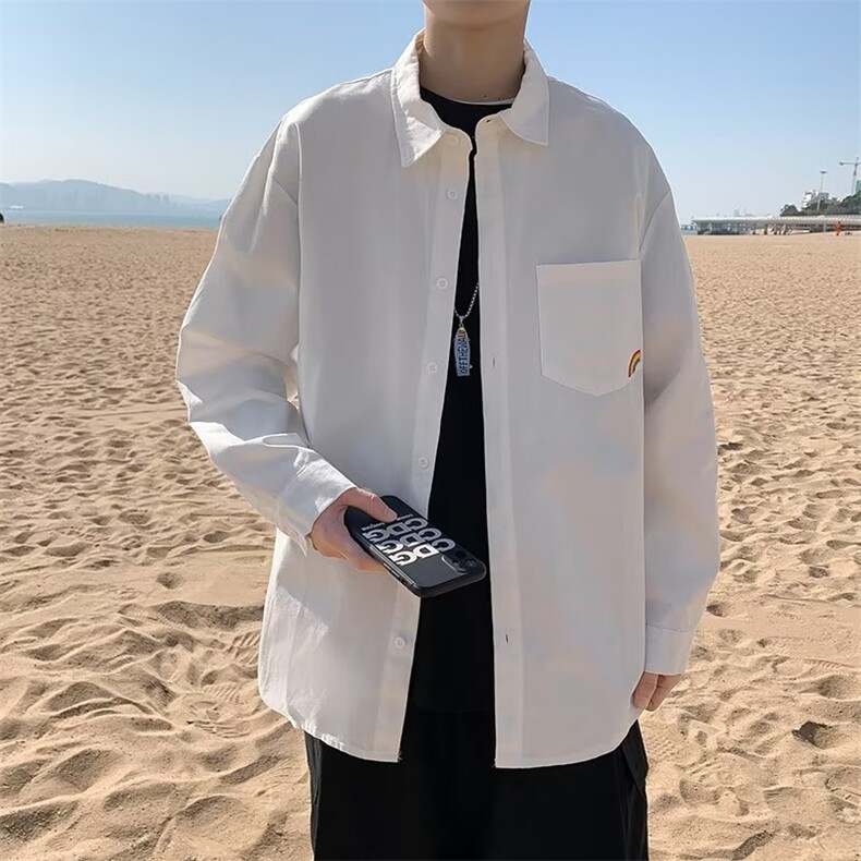衬衫男港风潮流纯色痞子帅气2026春夏季新款ins宽松外套CY084-P30,男装衬衫,星座412