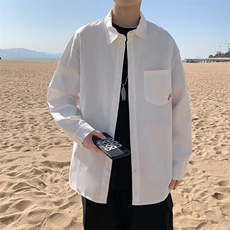 衬衫男港风潮流纯色痞子帅气2026春夏季新款ins宽松外套CY084-P30，男装衬衫，星座412