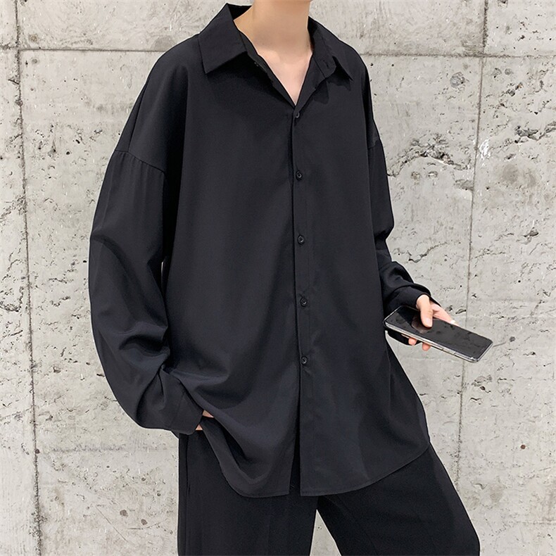 宽松微弹坠感衬衫TNS时尚港风春季潮流韩版纯色长袖衬衣W624-P28,男装衬衫,星座512-2