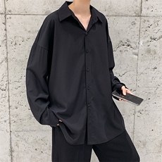 宽松微弹坠感衬衫TNS时尚港风春季潮流韩版纯色长袖衬衣W624-P28，男装衬衫，星座512-2