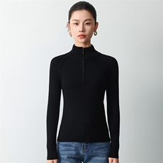 简约时尚打底衫女秋冬季新款百搭半开拉链羊毛衫纯色，女装羊毛衫，多娇羊绒