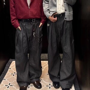 复古老钱风垂感西裤男款秋季高街cleanfit宽松休闲裤高级感阔腿裤图片