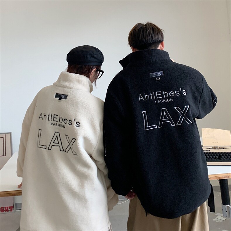 主推情侣冬季新款夹克潮牌羊羔绒宽松大码加绒加厚外套M03P85,男装夹克,星座1113