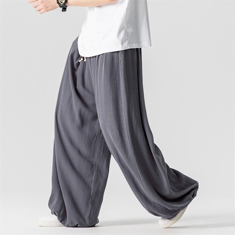 夏季新款大码日系风亚麻棉麻休闲裤直筒阔腿裤男女K303/P75,男装休闲裤,钱塘713