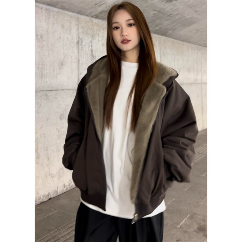 冬季新款chic休闲宽松加绒棉服女外套两面穿保暖棉衣LM60411-P105,男装棉衣,星座1008