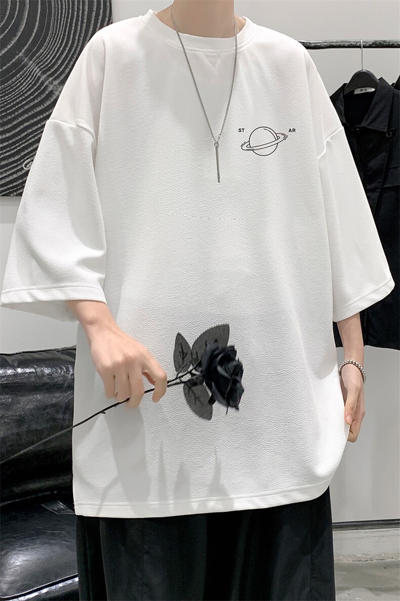Q11238-P30春夏季七分袖t恤男大码五分袖男短袖中袖大皂风,男装T恤,电商A040