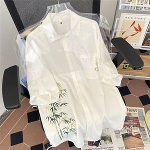 新中式短袖衬衫男夏季冰丝薄款潮牌痞帅青年宽松衬衣LC51011-p35