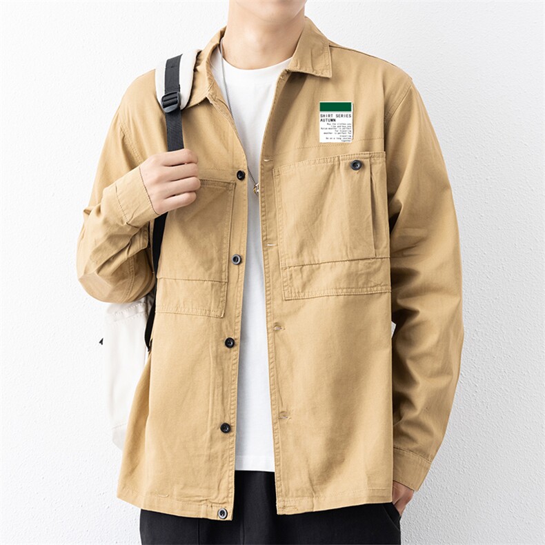 衬衣男新款纯棉工装翻领休闲时尚长袖衬衫XZ310B-3-CY806-P58,男装衬衫,星座310B-3