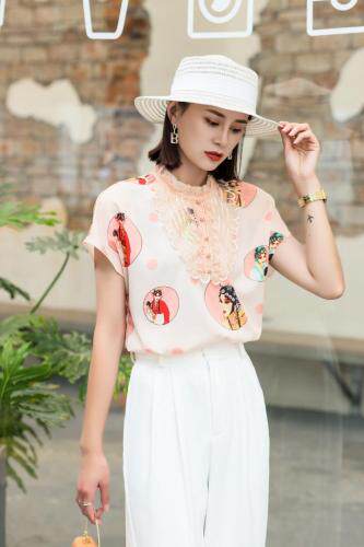 欧根纱领口小，女装，青云阁